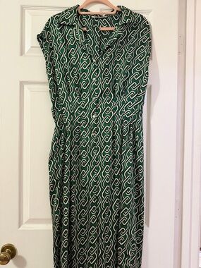 MANGO Green Chain-Print Jumpsuit Women’s M